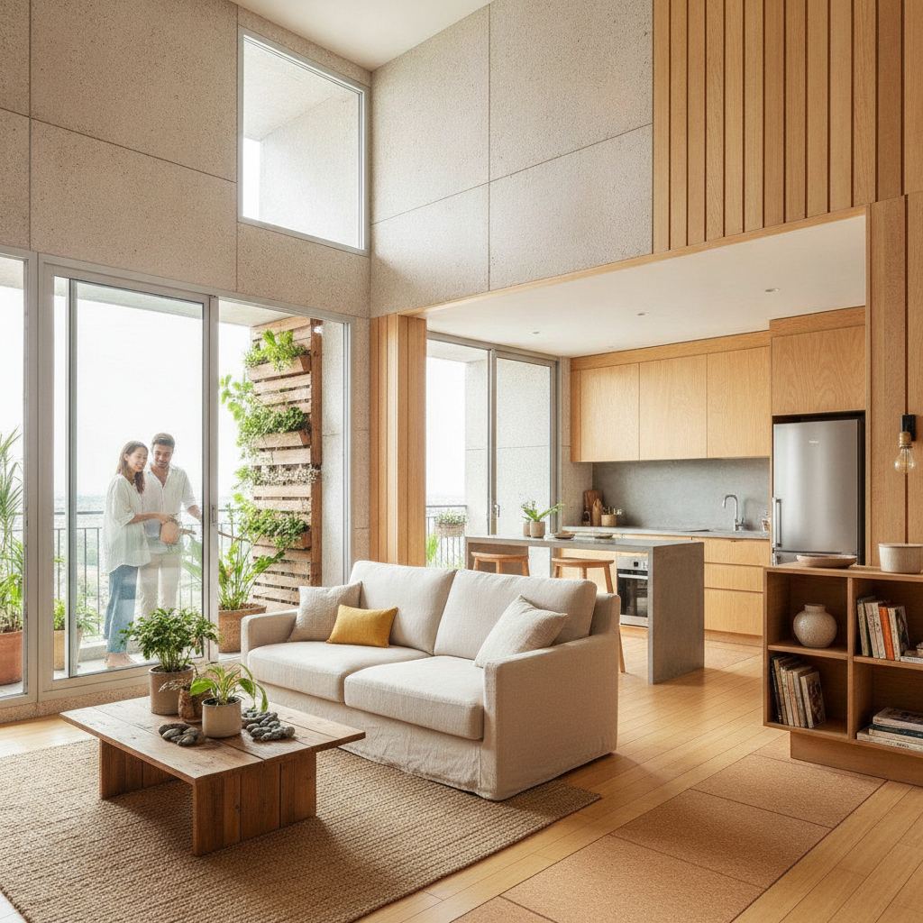 环保建材应用场景，凸显绿色生活理念。